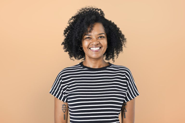 African American woman smiling cheerful expression closeup portr